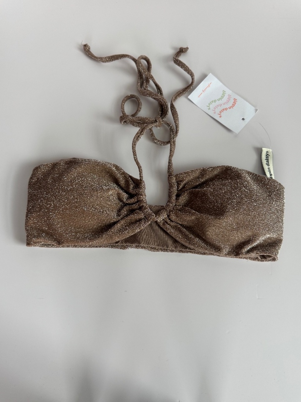 Dippin' Daisy's Shimmer Bandeau Halter Bikini Top Bronze Women's Medium NWT